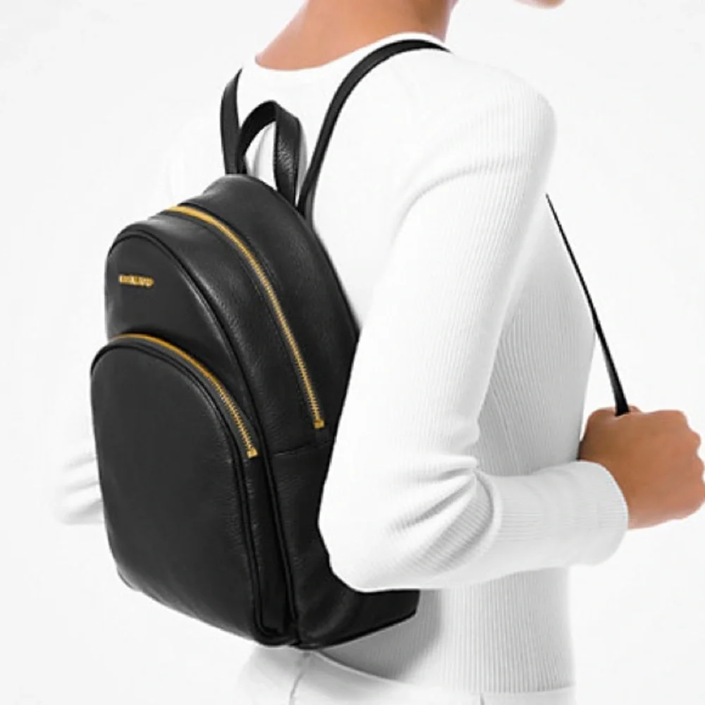 Michael Kors Abbey Medium Pebbled Leather Backpack Black